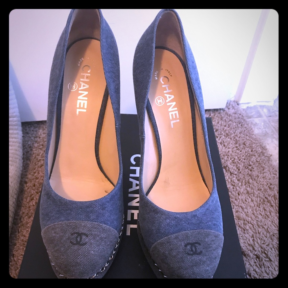 Authentic Chanel denim heels